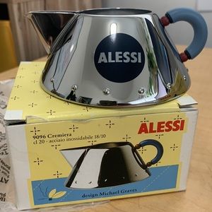 Alessi 9096 Creamer, 7oz.,18/10 stainless steel , light blue handle ,NWOT